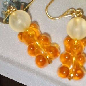 Hand Crafted Gold and Orange Earrings